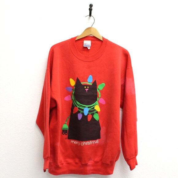 Vintage Christmas Cat Sweatshirt XL - Picture 1 of 10